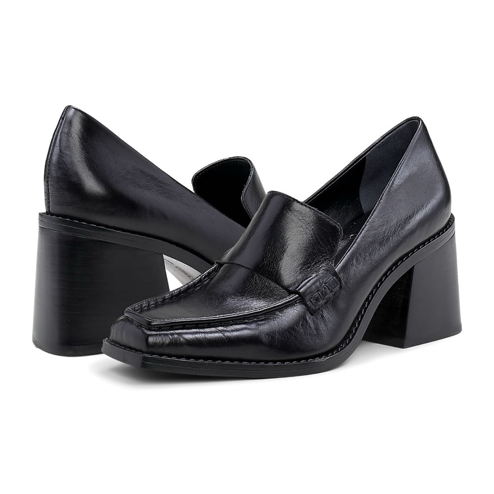 Vince Camuto Black Leather Block Heels